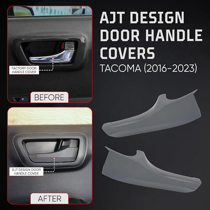 AJT DESIGN Car Door Handle Cover Compatible with Toyota Tacoma (2016-2023) | ABS Plastic Interior Trim, Chrome Delete Tacoma Door Handle Cover | Made in USA, Pack of 4 (Front & Back) - Cement