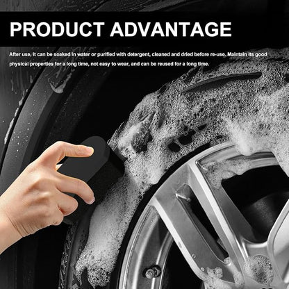 2PCS Tire Waxing Applicator Pad, Sponge Pad, Easy Grip Hex Logic Tire Shine Dressing Applicator Sponge, Car Durable and Reusable Cleaning Foam Sponges for Wheel Tire Polishing (Black)