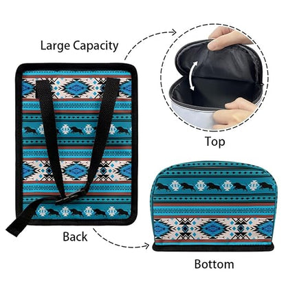 Aztec Tribal and Cattle Pattern Car Trash Can with Lid and Zipper Portable Foldable Ethnic Style Trash Bin for Car Interior Accessories Multipurpose Garbage Can Bags Storage Organizer