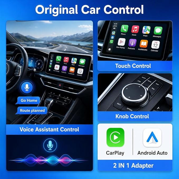 Wireless CarPlay Adapter for Acura RDX 2019-2024, 2-in-1 Car Play Dongle 5.8GHz Wired to Wireless Plug and Play No Delay Fast Auto-Connect