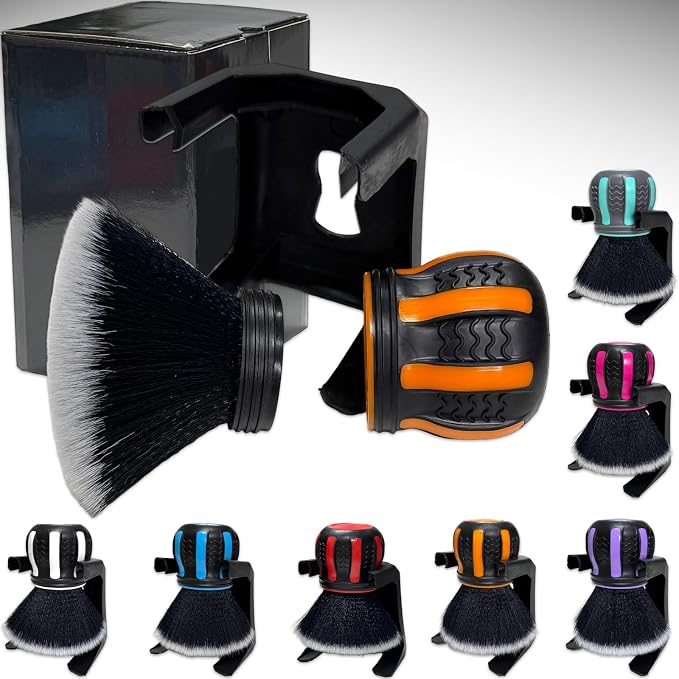 Ultra Soft Detailing Brush, Handle XL Brush - Ultra Soft Bristles, Multi-Color Handles, Removable Brush Heads, with Storage Rack, Covers Large Area Inside or Outside Vehicles(Orange)