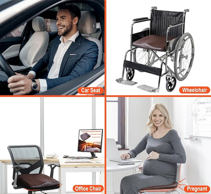 Lofty Aim Car Seat Cushion, Comfort Memory Foam Car Cushions for Driving - Sciatica & Lower Back Pain Relief, Driver Seat Pillow for Auto, Office Chair, Wheelchair - Classic Brown