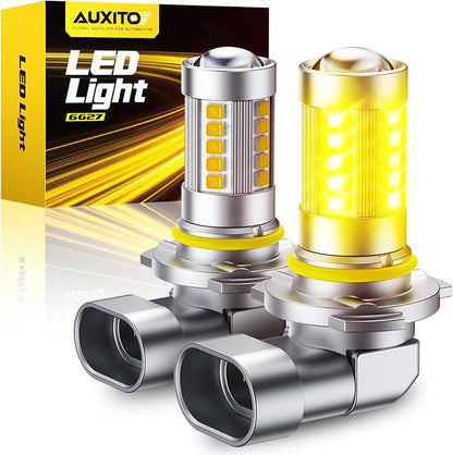 AUXITO 9006 LED Fog Light Bulbs, 3000K Amber Yellow, 1:1 Mini Size HB4 9006 Yellow LED Fog Light Bulbs, 360° Full Illumination(Pack of 2)