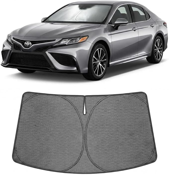Proadsy Windshield Sun Shade Custom Fit Toyota Camry 2018-2026 Ice Crystal Black Front Window Sunshade UV and Heat Blocker Foldable Visor Keeps Car Cooler for Summer Parking and Daily Use