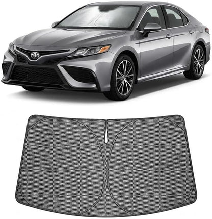 Proadsy Windshield Sun Shade Custom Fit Toyota Camry 2018-2026 Ice Crystal Black Front Window Sunshade UV and Heat Blocker Foldable Visor Keeps Car Cooler for Summer Parking and Daily Use