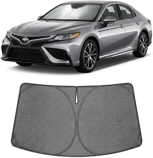 Proadsy Windshield Sun Shade Custom Fit Toyota Camry 2018-2026 Ice Crystal Black Front Window Sunshade UV and Heat Blocker Foldable Visor Keeps Car Cooler for Summer Parking and Daily Use