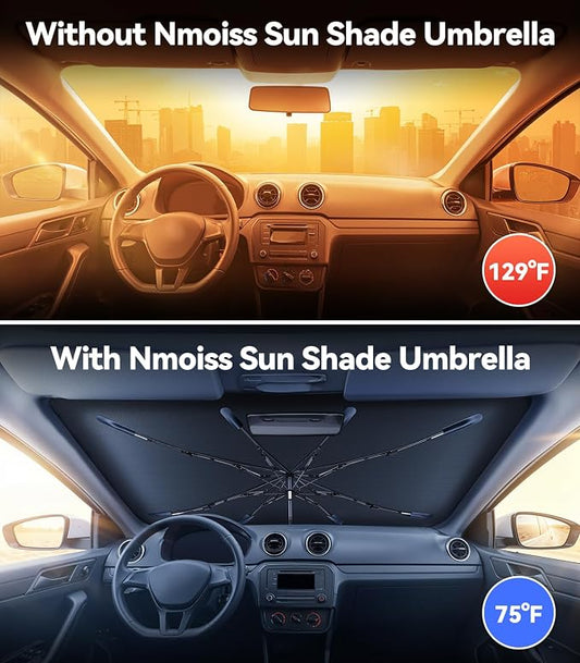 Nmoiss [Vinyl Coating Heat Shield] Windshield Sun Shade Umbrella Custom for Volkswagen Jetta 2019-2026, Block 99% UV Rays & Protect Interior Dashboard & Seats, Jetta Accessories