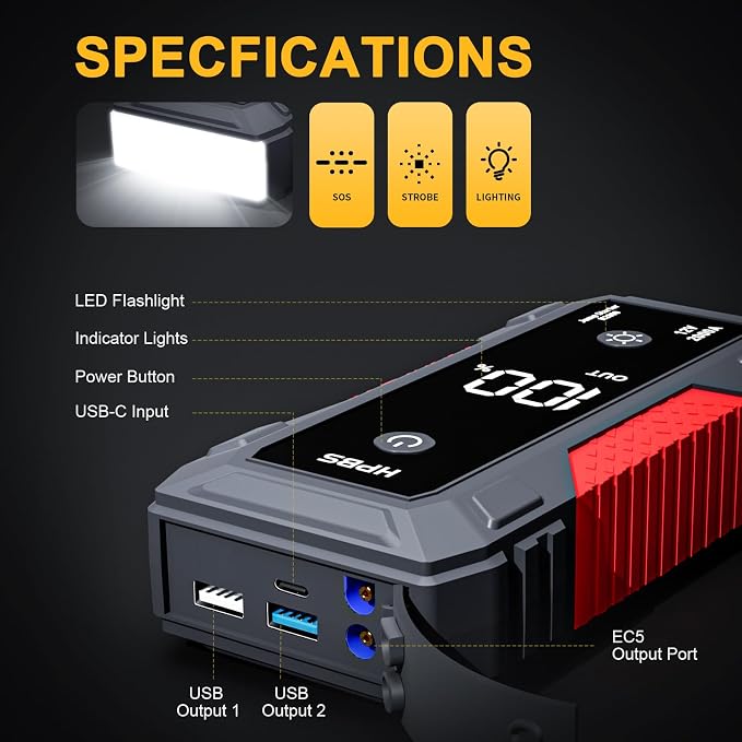 H50 Jump Starter - 5000A Jump Starter Battery Pack for Up to 10.0L Gas and 8.0L Diesel Engines, 12V Car Battery Jumper Starter Portable with 3.0" LCD Display, Jump Box