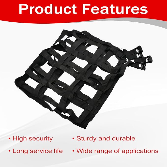 Heavy Duty 42" x 50" Truck Bed Cargo Net with Adjustable Cam Buckles & S-Hooks,3.5' x 4.17' Cargo Net with 1100LBS Capacity for Pickup Truck Bed Trailer SUV Jeeps