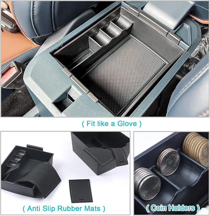 CDEFG for 2022 2023 2024 2025 2026 Ford Maverick Center Console Organizer Tray for 2022-2026 Maverick Armrest Trays Storage Box Coin Holder Maverick Truck Accessories, 2-Pack (Black Trim)