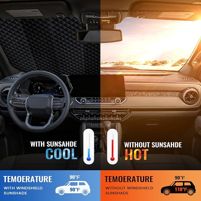 Windshield Sun Shade Car Sun Shade, Folding Car Shades for Front Windows, Blocks UV Rays Sun Visor Protector for Truck SUV Van, Keeps Vehicle Cool - Silver (55" x 29.5")