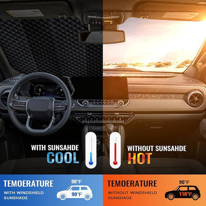 Windshield Sun Shade Car Sun Shade, Folding Car Shades for Front Windows, Blocks UV Rays Sun Visor Protector for Truck SUV Van, Keeps Vehicle Cool - Silver (55" x 29.5")