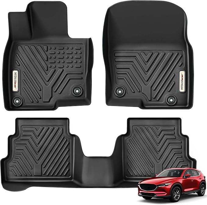 YITAMOTOR Floor Mats Fit for 2017-2025 Mazda CX-5, TPE All Weather Custom Fit Floor Liners for Mazda CX5, 1st & 2nd Row Car Mats Accessories, Black