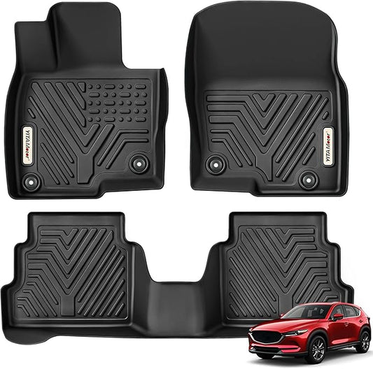 YITAMOTOR Floor Mats Fit for 2017-2025 Mazda CX-5, TPE All Weather Custom Fit Floor Liners for Mazda CX5, 1st & 2nd Row Car Mats Accessories, Black