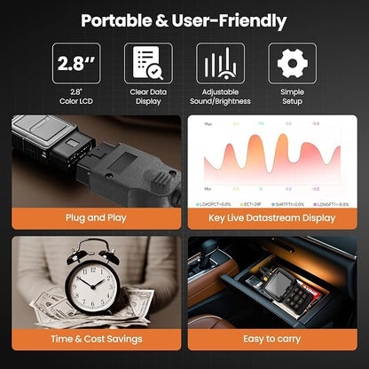 Beaspire OBD2 Scanner Diagnostic Tool, Check Engine Light Code OBD2 Reader with Reset, I/M Readiness, Battery Tester, Mode 6, Mode 8, Plug & Play, Multilingual, Support All Vehicles After 1996