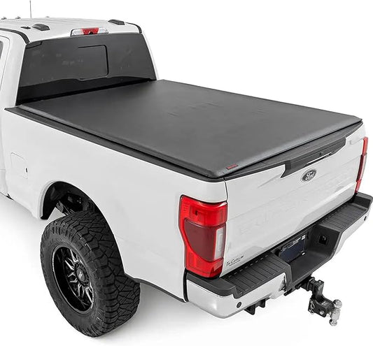 Rough Country Soft Roll-Up Truck Bed Cover for Ford F-250 & F-350 Super Duty (2017-2025) – Fits 6'10 Bed, Low-Profile All-Weather Tonneau Cover