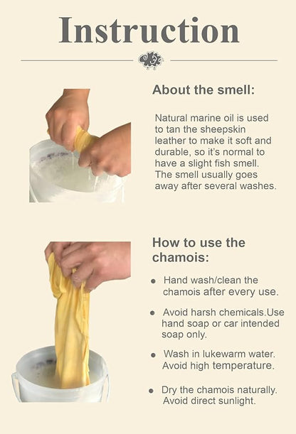 SHEEPSKIN ELITE Chamois Drying Cloth Car Drying Towel Real Leather Super Absorbent Fast Drying Natural Chamois Car Wash Cloth Accessory (2.5 sq. ft.)