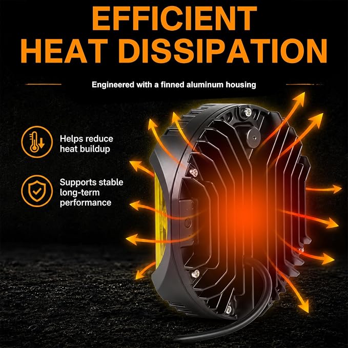 LIGBT 2PCS 7 Inch Yellow Round Side Shooter Offroad Fog Lights Amber DRL 90W 3 Modes 270° Wide Range Super Bright LED Pods Light Kit for Pickup Truck ATV UTV SUV with Wiring Harness