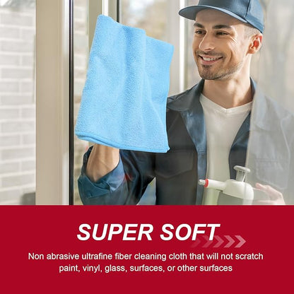 Oudain 200 Pcs Microfiber Cleaning Cloth 16x16 Inch Microfiber Towels for Car Ultra Absorbent Cleaning Rags Reusable Lint Free Streak Free Detailing Towel for Car Washing Drying Dusting (Blue)