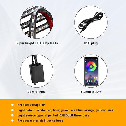 Car Led Interior Lights, RGB 48 LED Multicolor Auto Strip Light with Sound Active Function and APP Control, Under Dash Smart Lighting Kit with Charger, Car Accessories (USB)