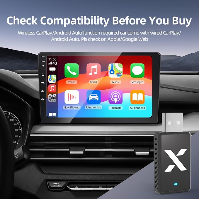 2-in-1 Wireless CarPlay Android Auto Adapter, Dual Chips, Heat Vent Car Play Dongle, USB-A & C, Compatible with Factory-Installed Wired CarPlay & AA Features Car from 2016, for iPhone & Android Phone