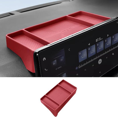 Temmis Dashboard Organizer for Toyota Highlander 2022-2026, Silicone Dash Board Tissue Holder Dash Storage Tray Container Box Behind Screen (Not for Grand Highlander)-Red