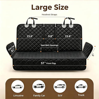 Yuntec Pet Car Seat Cover Back Seat Cover for Dogs Waterproof Dog Car Seat Cover Protector Scratchproof Durable Rear Seat Cover fits Middle Armrest for Cars Suvs Truck (57” Width) - Black