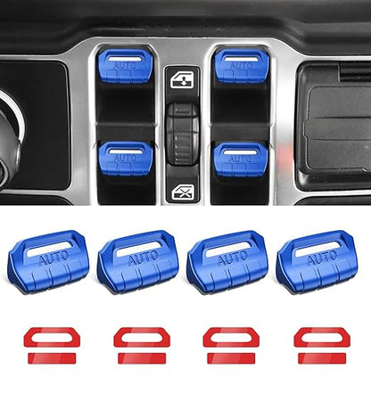 Fits for Jeep JL 4 PCS Upgrade Window Switch Button Cover Compatible with Jeep Wrangler JL JLU 2025 2024 2023 2022 2021 2020 2019 2018 & Gladiator JT 2020-2025 Interior Accessories(Dark Blue)
