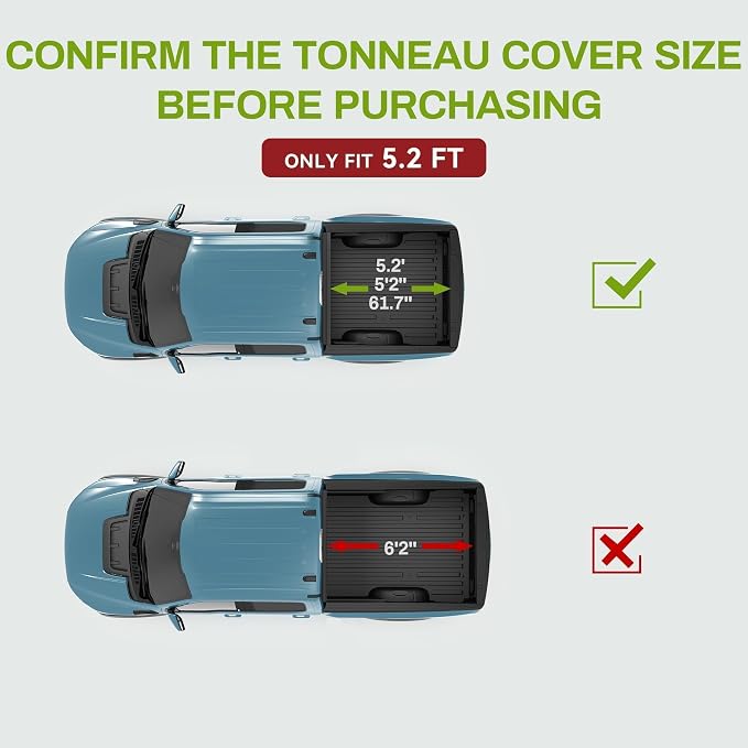 AUTOSAVER88 Soft Roll Up Truck Bed Tonneau Cover Compatible with 2015-2026 Chevy Colorado/GMC Canyon 5.2ft Bed