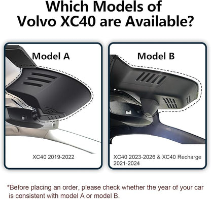 Front 4K & Rear 1080P Dash Cam Custom for Volvo XC40 2019-2022 (Model A),T4 T5 Accessories, UHD 2160P Video,WiFi & App,Integrated OEM Look,Easy to Install,G-Sensor,128GB Card