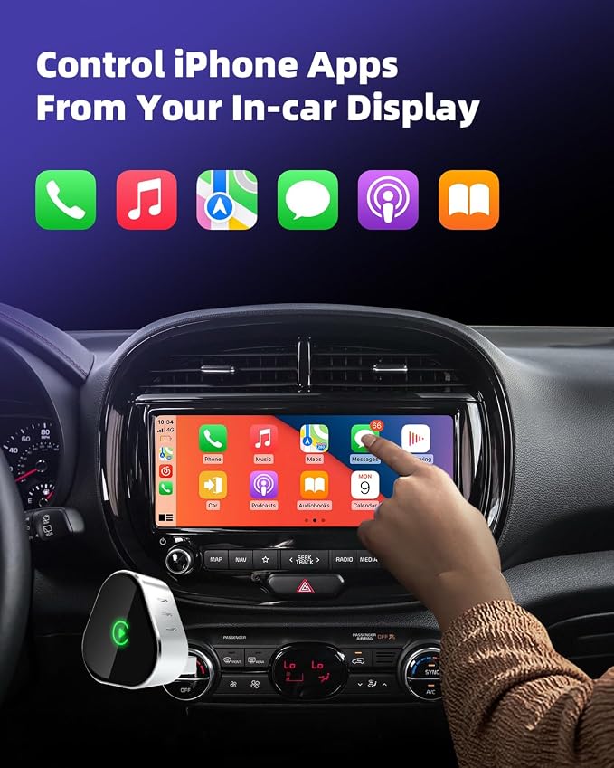 Wireless Apple CarPlay Adapter,Upgrade Apple CarPlay Adapter Mini Design for Car Wired to Wireless CarPlay Plug-and-Play, Compatible with OEM Wired CarPlay Vehicles & iOS 10+