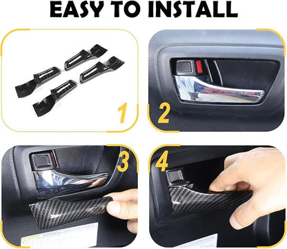 Car Inner Door Handles Cover Trim Compatible with Toyota Tacoma 2016-2022, Auto Inner Door Handles Cover Interior Door Handles Protector Trim Decorate Covers Accessories (carbon fiber pattern)