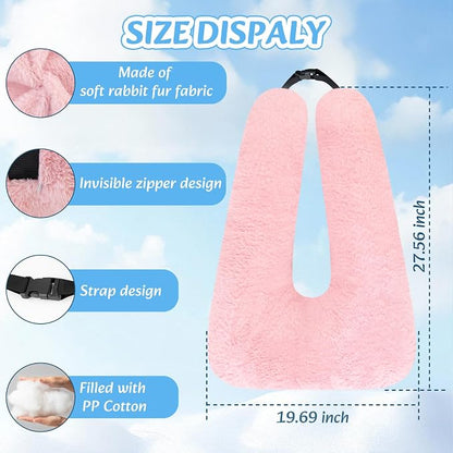 Swemos Travel Pillow, Car Pillow for Kids & Adults - Ergonomic Travel Pillows Sleeping Aid for Neck & Body Support, Car Travel Essentials Pillow on Road Trips-Pink