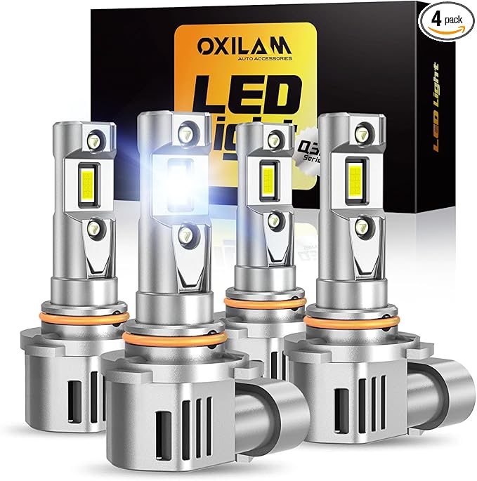 OXILAM 9005 9006 LED Bulbs Combol, HB-3 & HB-4 900% Brighter 6500K Cool White Driving Bulbs, Anti-Flicker, 10-Years Lifespan, Fog Lights Compatible with Cars Trucks SUVs, Pack of 4