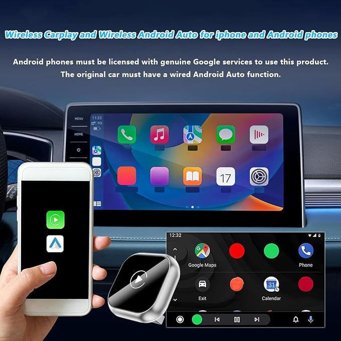 Wireless CarPlay Adapter for Mercedes Benz W204 W211 W210 W124 W212 W202 W245 W163, 2026 Upgraded Mini Plug & Play USB Fast Stable Connection 3–5s Auto Connect, B/Gold