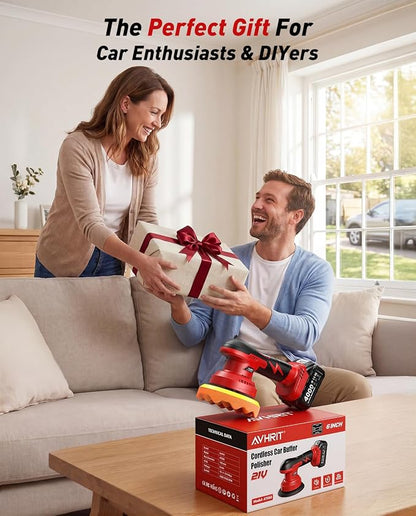 6 Inch Cordless Car Buffer Polisher Kit: Equipped with 2×4000mAh Batteries, Digital Display & 8 Speed Control, Comes with Extra Attachments for Car/Boat Detailing, Scratch Removal and Waxing