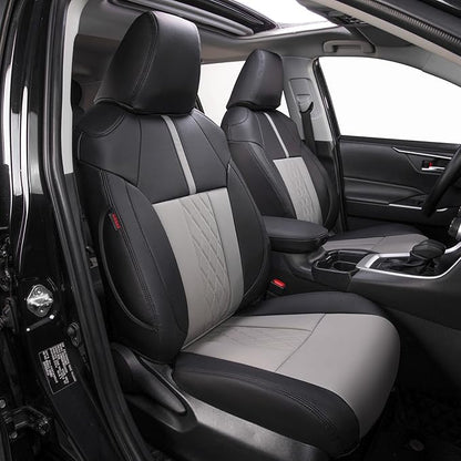 EKR Corolla Seat Covers Custom Fit for Toyota Corolla 2020 2021 2022 XLE,Leather Car Seat Cover Full Set-Faux Leather(Black+Light Gray-1)