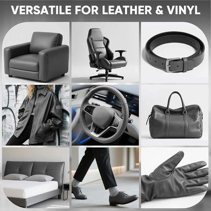Leather Recoloring Balm - Scratch Repair & Color Restore Kit for Faded Leather, Leather Couch & Car Seats - 12OZ Leather Restorer Balm for Furniture, Auto Interior, Vinyl, Accessories (Dark Gray)