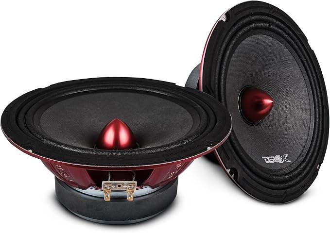 DS18 PRO-X8.4BM Loudspeaker - 8", Midrange, Red Aluminum Bullet, 550W Max, 275W RMS, 4 Ohms - Premium Quality Audio Door Speakers for Car or Truck Stereo Sound System (1 Speaker)
