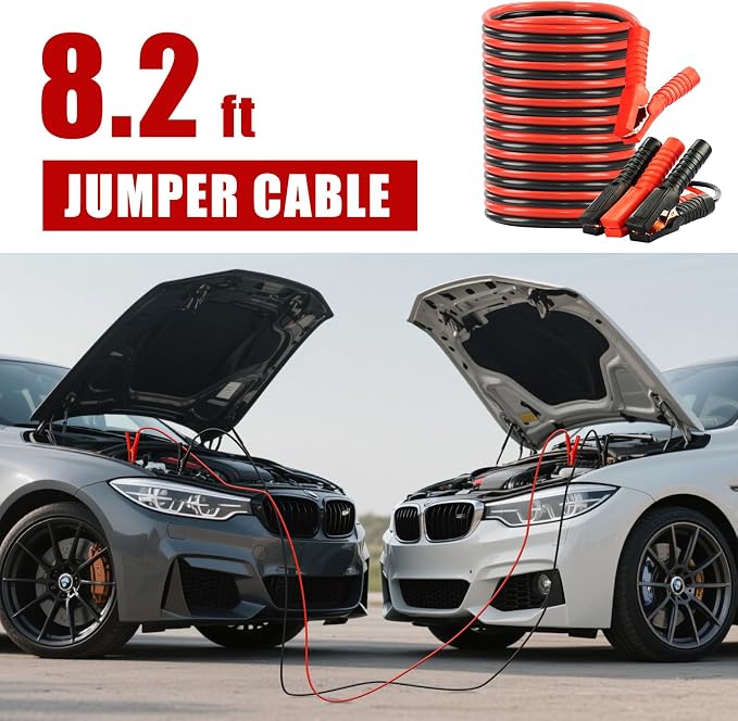 Car Roadside Emergency Kit, Vehicle Truck Safety Emergency Road Side Assistance Kits with Jumper Cables, Red