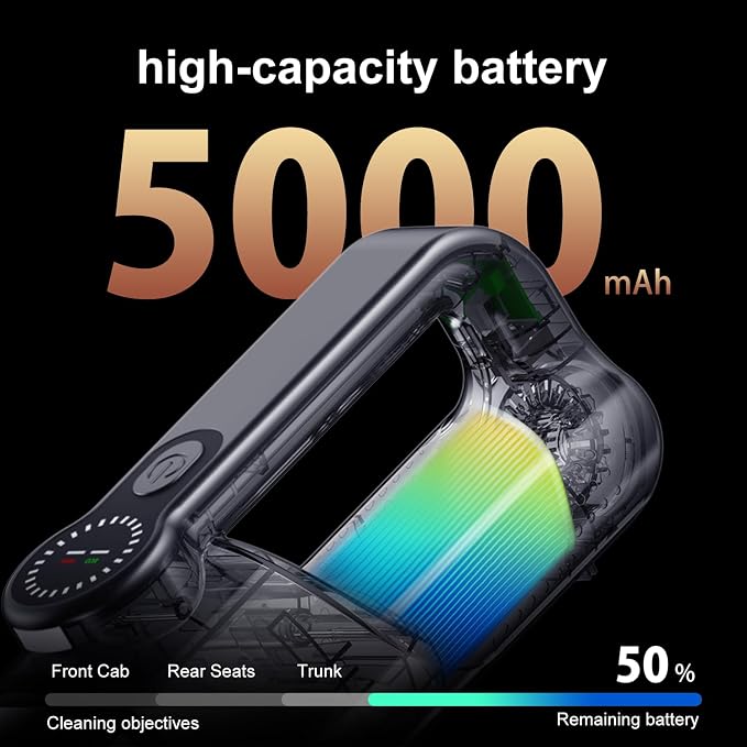 Handheld Vacuum Cordless 2-in-1, 25000PA Powerful Suction Car Vacuum & Blower, Portable Rechargeable Mini Vacuum 80000RPM, 38Min Runtime USB-C for Car Home Office. (Black)