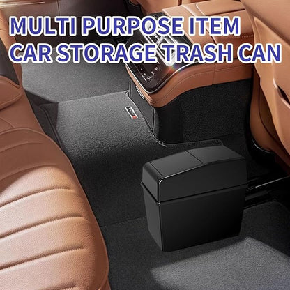 1 Pcs Black Car Trash Can, Car Trash Bin with Lid, Universal Portable Car Trash Can for Most Cars,Suvs, Offices