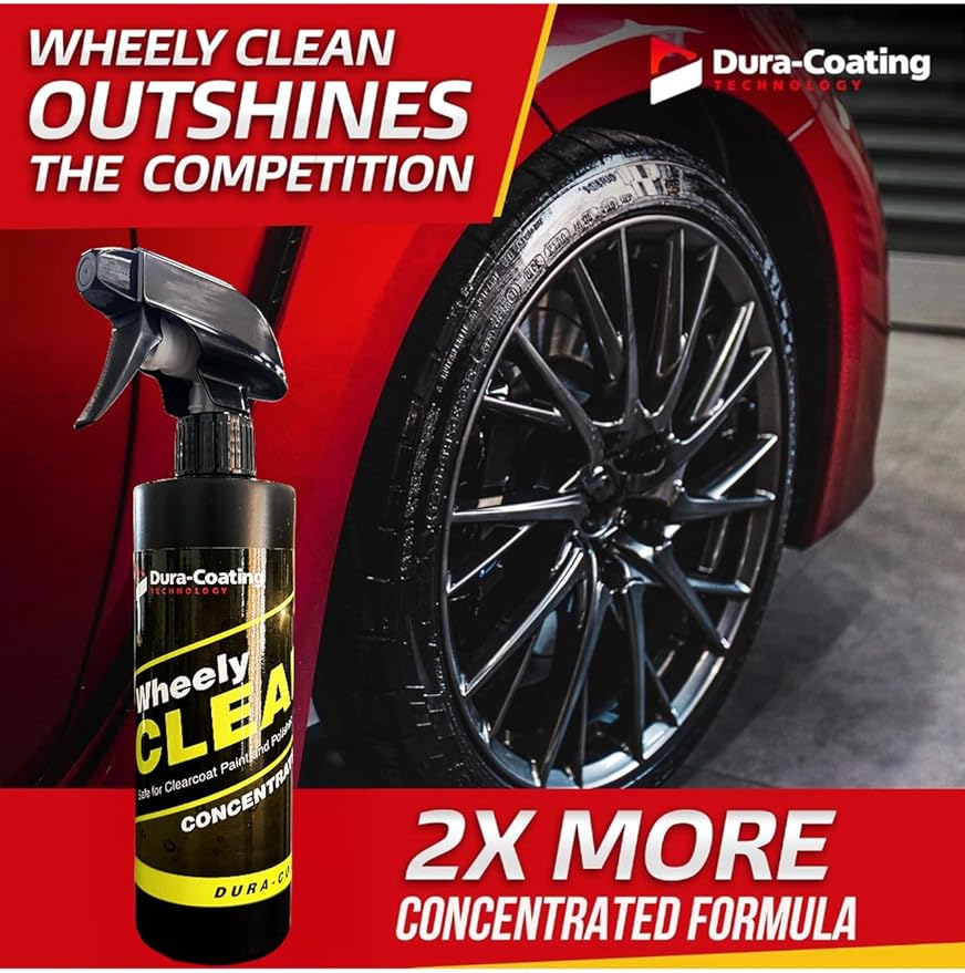 DURA-COATING TECHNOLOGY Wheely Clean Concentrate - Good for Chrome Wheel Cleaner, Clear-Coated, or Aluminum Wheel Cleaner - Professional Tire Shine & Rim Cleaner Spray - Car Care Solution - 1 oz
