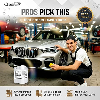 Nanoskin WHITE LIGHTENING Premium Dressing 5 Gallons – Universal Thick Wipe-On Dressing for Car Detailing | Works on Tire, Vinyl, Rubber, Plastic & Trim | For Cars, Trucks, Motorcycles, RVs & More
