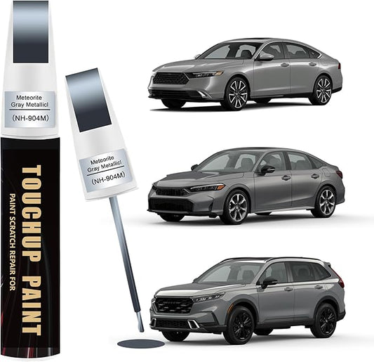 Meteorite Grey Metallic(NH-904M) Car Paint Touch Up Pen for Honda, 2-In-1 Color Accurate Touch Up Car Scratch Repair Paint Exact Match Honda Series Automotive Scratch Remover for Nicks & Chips Repair