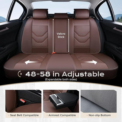 Coverado Front and Back Seat Covers, Coffee Car Seat Covers Full Set, Leather Seat Covers for Car, Waterproof Car Seat Protector, Automotive Seat Cover, Car Seat Cushion Universal Fit for Most Cars
