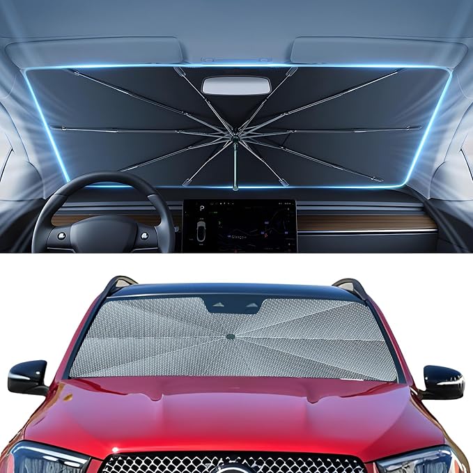 Autorder Windshield Sun Shade Umbrella for 2012-2026 Mercedes Benz GLE 350 450 Accessories,Upgraded Ice Crystal Material,Easy Setup Umbrella Sunshade for Car Windshield,100% Sun Blocking