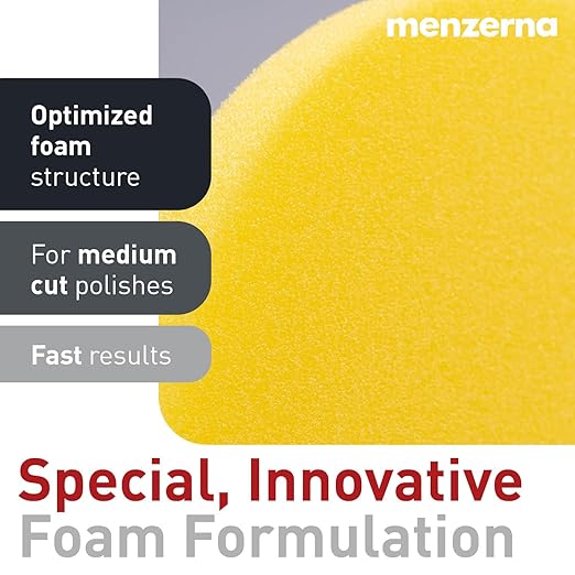 MENZERNA 6 Inch Polishing Pad Medium Cut for Medium Fine Polishing I Body Repair & Detailing Pads with Safety Edge & Velcro Attachment I Washable & Long Lasting I with Hole for Anti Heat Build-Up