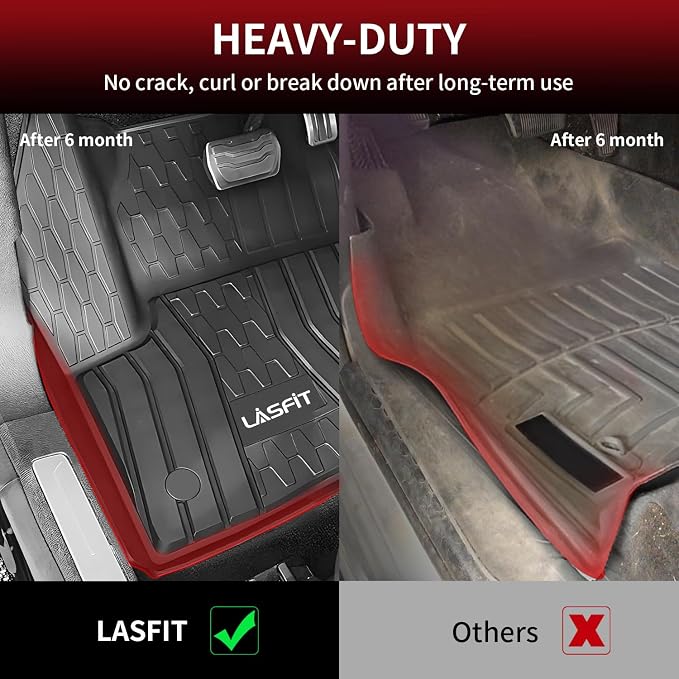 LASFIT Floor Mats for 2015-2019 Lincoln MKC, Custom Fit All Weather TPE Floor Liners, Full Coverage Front & 2nd Row 3-Pcs Set, Black