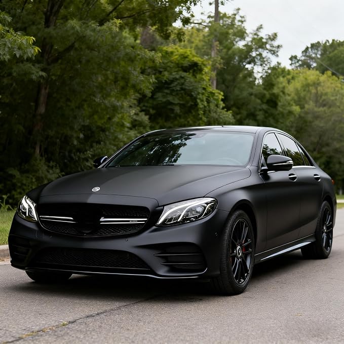 MHOO Car Wrap Film TPH Matte Black Stretch Film Fabric Perfect for car Decorate &Paint Anti-Collision Protection car Film TPH Paint Protective Film (5X50ft)